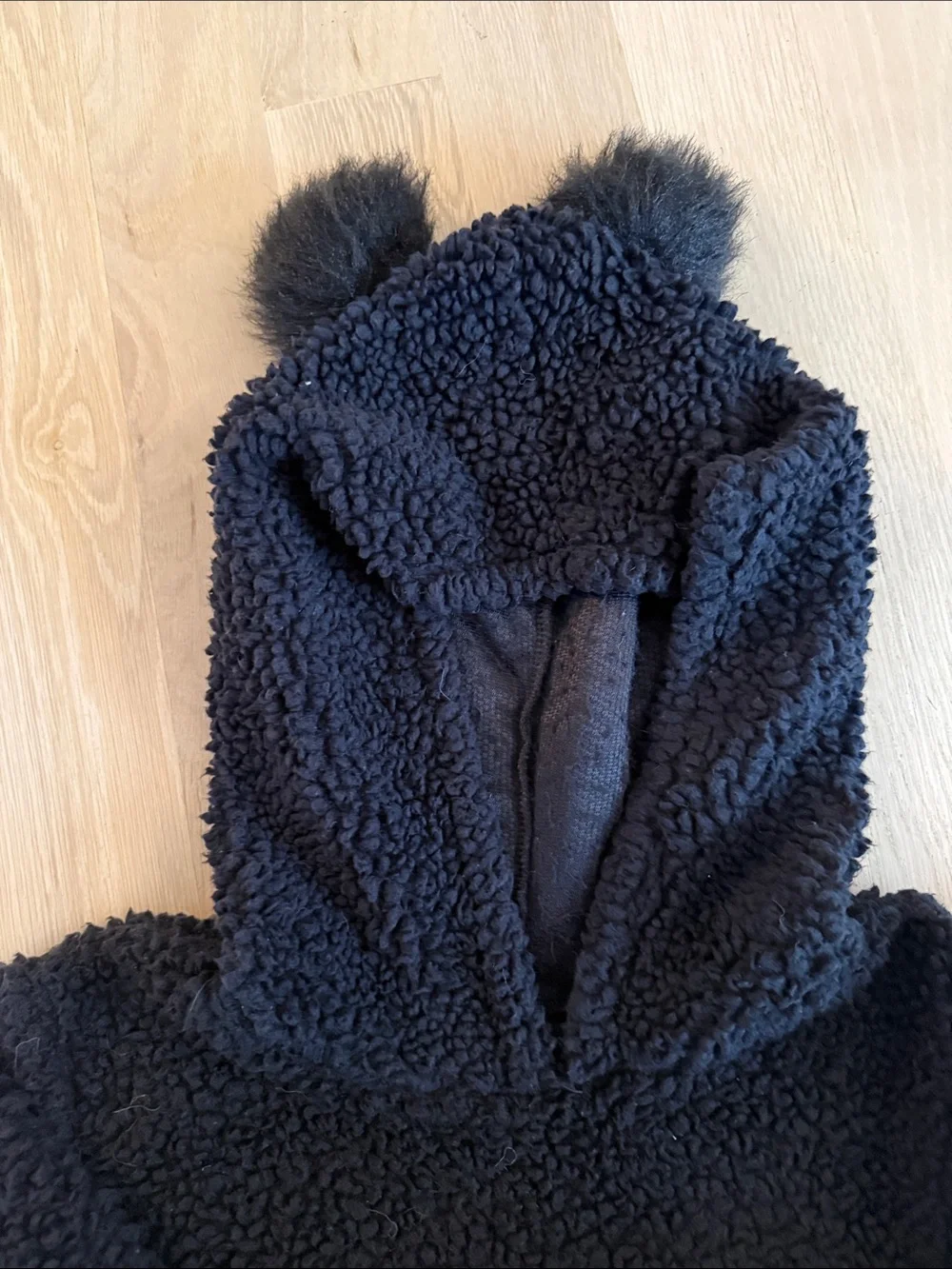Arizona Jean Company Black Sherpa Hoodie with Cat Face and Pom Ears